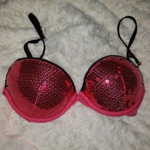 Pink sequin bra size 34B beautiful disco shiny